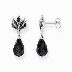Online Boucles d'oreilles en argent noirci avec obsidienne en forme de goutte Femme Boucles D'oreilles|Argent 925