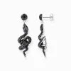 Fashion Boucles d'oreilles en argent noirci avec pendentif serpent et zircone Femme Boucles D'oreilles|Argent 925