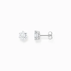 Best Sale Boucles d'oreilles en argent avec gros zircon blanc Femme Clous D'oreilles
