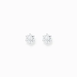 Best Sale Boucles d'oreilles en argent avec gros zircon blanc Femme Clous D'oreilles