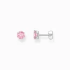 New Boucles d'oreilles en argent avec zircon rose en taille brillant Femme Clous D'oreilles