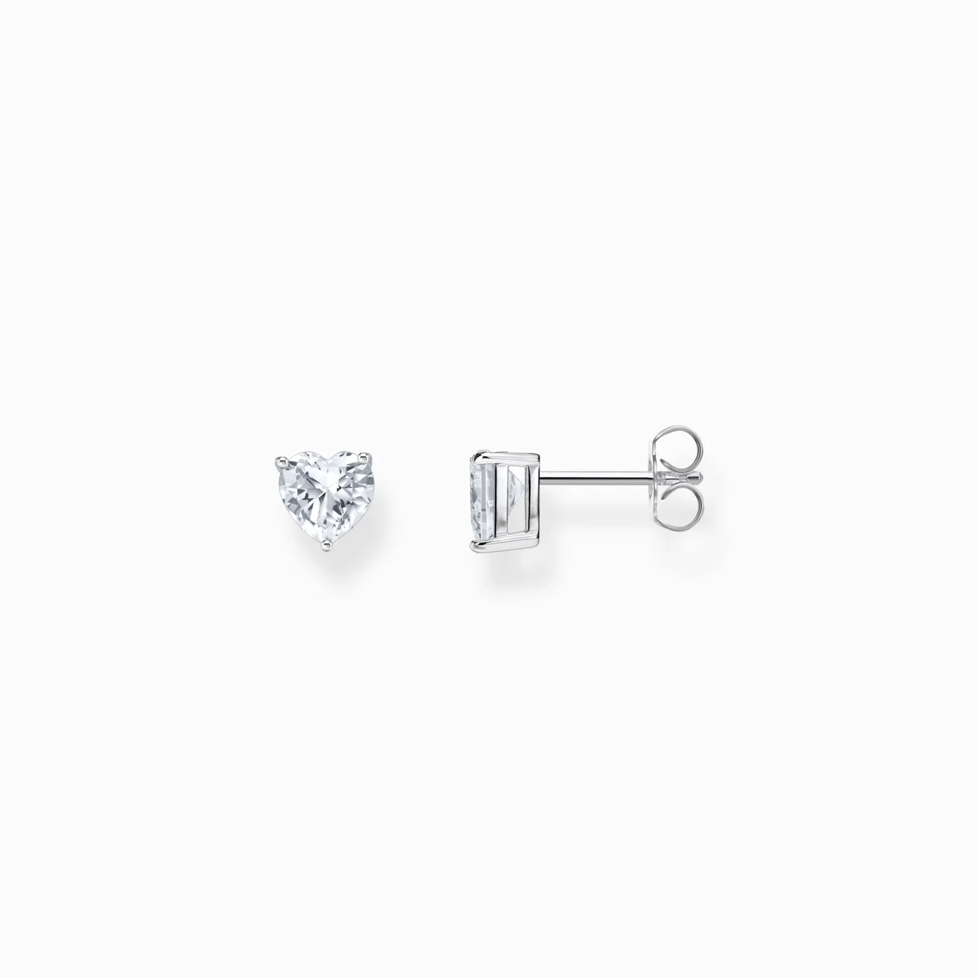 Online Boucles d'oreilles en argent en forme de cœur avec zircon blanc Femme Clous D'oreilles|Argent 925