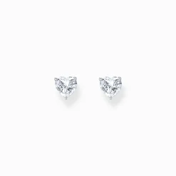 Online Boucles d'oreilles en argent en forme de cœur avec zircon blanc Femme Clous D'oreilles|Argent 925