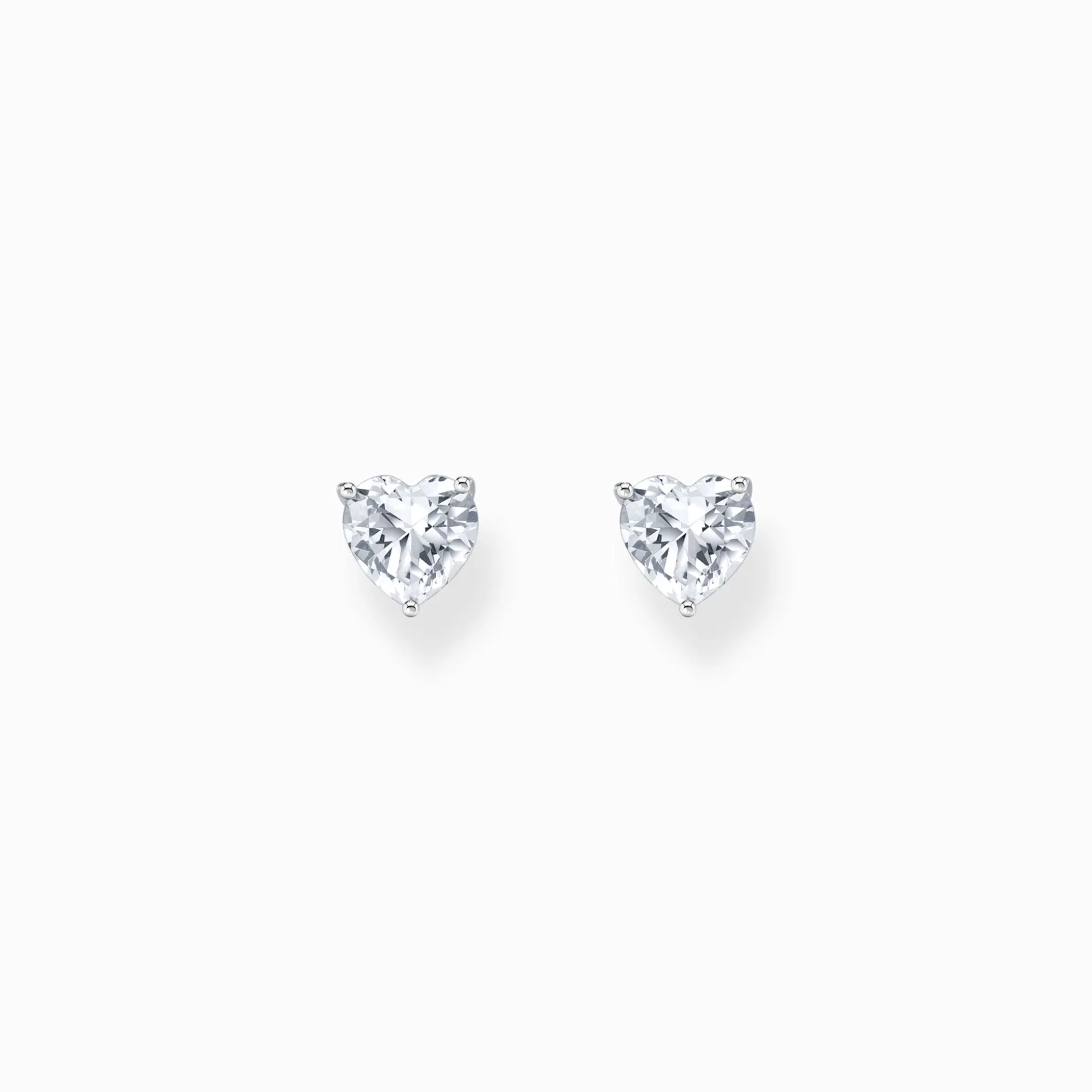 Online Boucles d'oreilles en argent en forme de cœur avec zircon blanc Femme Clous D'oreilles|Argent 925