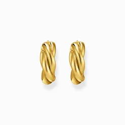 Clearance Boucles d'oreilles en plaqué or à motif entrelacé Femme Créoles|Placage Or 18 Carats - Argent 925