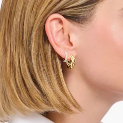 Clearance Boucles d'oreilles en plaqué or à motif entrelacé Femme Créoles|Placage Or 18 Carats - Argent 925