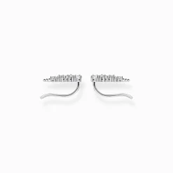 Hot Boucles d'oreilles grimpante pierres blanches argent Femme Clous D'oreilles