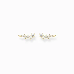Fashion Boucles d'oreilles grimpante blanche pierres or Femme Clous D'oreilles|Placage Or 18 Carats - Argent 925
