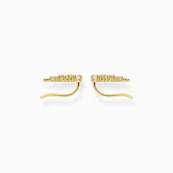 Fashion Boucles d'oreilles grimpante blanche pierres or Femme Clous D'oreilles|Placage Or 18 Carats - Argent 925