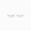 Store Boucles d'oreilles grimpante blanche pierres or Femme Clous D'oreilles