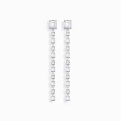 Online Boucles d'oreilles longues en argent avec zircon blanc Femme Boucles D'oreilles|Argent 925