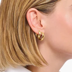 Discount Boucles d'oreilles moyennes en plaqué or avec un design épais Femme Créoles|Placage Or 18 Carats - Argent 925
