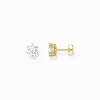 Flash Sale Boucles d'oreilles plaquées or avec gros zircon blanc Femme Clous D'oreilles|Placage Or 18 Carats - Argent 925