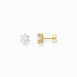 Flash Sale Boucles d'oreilles plaquées or avec gros zircon blanc Femme Clous D'oreilles|Placage Or 18 Carats - Argent 925