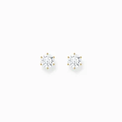 Flash Sale Boucles d'oreilles plaquées or avec gros zircon blanc Femme Clous D'oreilles|Placage Or 18 Carats - Argent 925