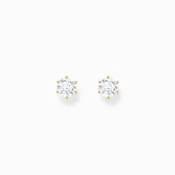 Discount Boucles d'oreilles plaquées or avec zircon blanc en taille brillant Femme Clous D'oreilles