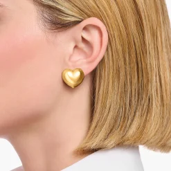 Clearance Boucles d'oreilles plaquées or en forme de cœur Femme Boucles D'oreilles|Placage Or 18 Carats - Argent 925