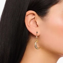 Cheap Boucles d'oreilles royaltie étoile & lune Femme Boucles D'oreilles