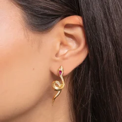 New Boucles d'oreilles serpent or Femme Boucles D'oreilles