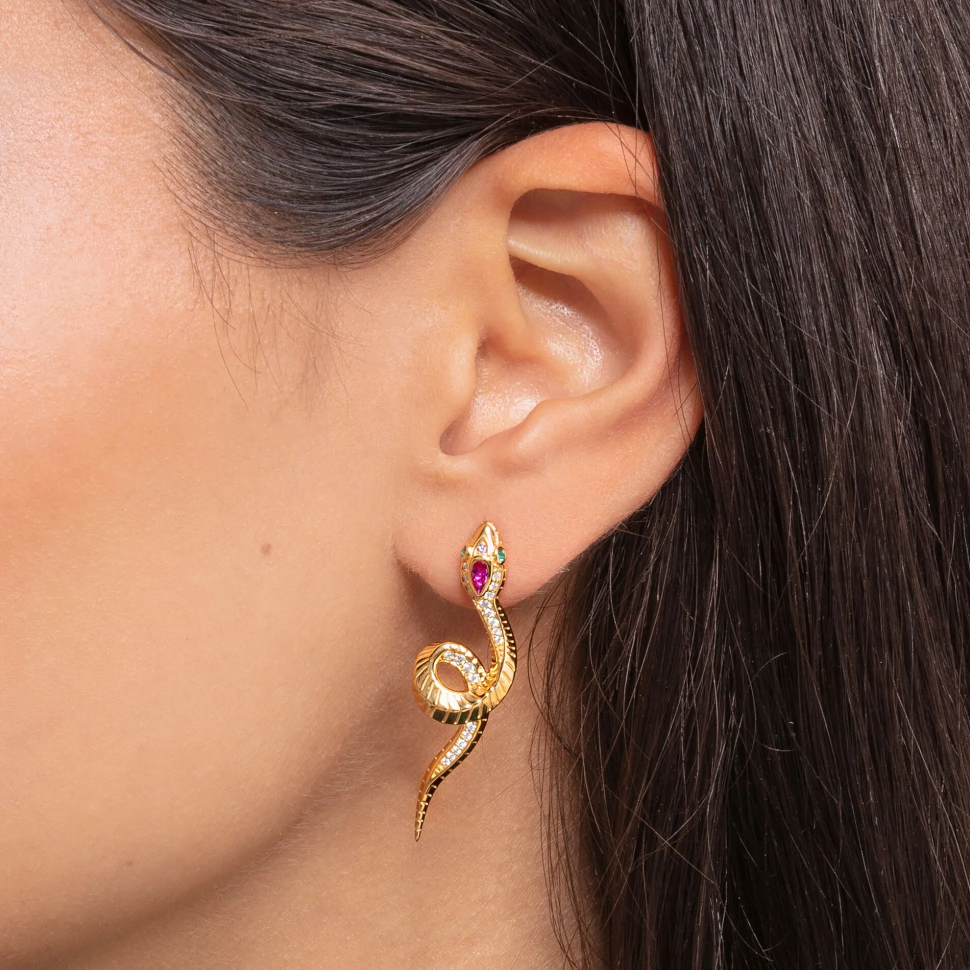 New Boucles d'oreilles serpent or Femme Boucles D'oreilles