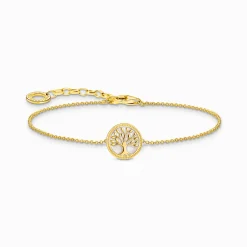 Hot Bracelet à breloque TreeofLove, émail blanc, doré Femme Bracelets|Placage Or 18 Carats - Argent 925