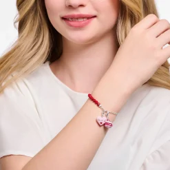 Sale Bracelet à Charms, Beads rouges et maillons en argent Femme Charm Bracelets|Charm Bracelets