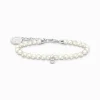 Cheap Bracelet à Charms, perles blanches et argent Femme Charm Bracelets|Charm Bracelets
