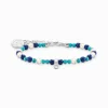 Sale Bracelet à Charms, perles blanches, Beads bleues et argent Femme Charm Bracelets|Charm Bracelets