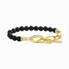 Online Bracelet arborant des Beads en onyx et des maillons plaqué or Femme Bracelets|Placage Or 18 Carats - Argent 925
