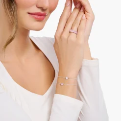New Bracelet avec cœur en zircone rose, argent Femme Bracelets|Argent 925