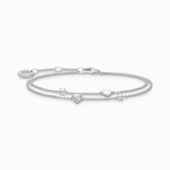 Sale Bracelet avec cœurs et pierres blanches argent Femme Bracelets|Argent 925