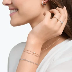Hot Bracelet avec cœurs et pierres blanches or rose Femme Bracelets|Placage Or Rose 18 Carats - Argent 925