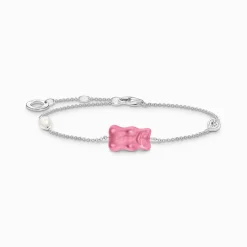 Best Sale Bracelet avec Ours d’Or rose, perle et pierre, argent Femme Bracelets|Argent 925