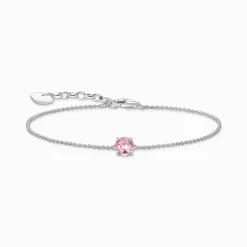Best Bracelet avec pendentif à zircone rose, argent Femme Bracelets|Argent 925