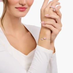 Best Bracelet avec pendentif à zircone rose, argent Femme Bracelets|Argent 925