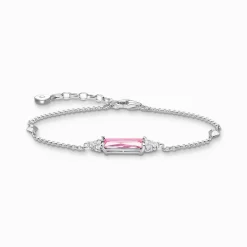 New Bracelet avec pierres roses et blanches argent Femme Bracelets