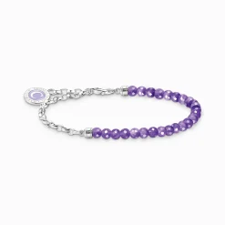 Clearance Bracelet Charm à maillons et imitation améthyste en argent Femme Charm Bracelets|Charm Bracelets