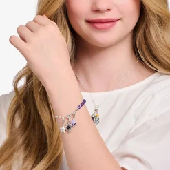 Clearance Bracelet Charm à maillons et imitation améthyste en argent Femme Charm Bracelets|Charm Bracelets