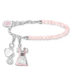 Best Bracelet Charm avec beads de quartz rose et Coin argent Femme Charm Bracelets|Charm Bracelets