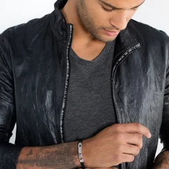 Sale Bracelet cuir noir Femme Bracelets|Bracelets