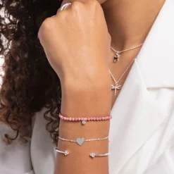 Flash Sale Bracelet cœur avec perles argent Femme Bracelets