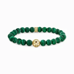 Fashion Bracelet de Beads en gemmes vertes, plaqué or Femme Bracelets|Bracelets