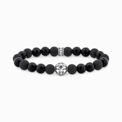 Sale Bracelet de Beads en obsidienne, argent noirci Femme Bracelets|Bracelets