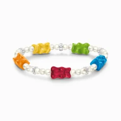 Best Bracelet de perles avec 5Ours d’or colorés, argent Femme Bracelets|Argent 925