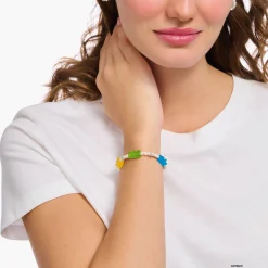 Best Bracelet de perles avec 5Ours d’or colorés, argent Femme Bracelets|Argent 925
