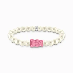Store Bracelet de perles avec Ours d’Or rose, argent Femme Bracelets|Bracelets