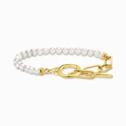 Online Bracelet de perles et maillons plaqué or Femme Bracelets|Placage Or 18 Carats - Argent 925