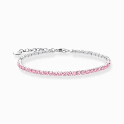 Cheap Bracelet de tennis en argent avec zircon rose Femme Bracelets|Bracelets