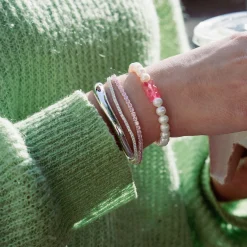 Cheap Bracelet de tennis en argent avec zircon rose Femme Bracelets|Bracelets