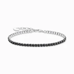 Online Bracelet de tennis en argent avec zircon noir Femme Bracelets|Argent 925